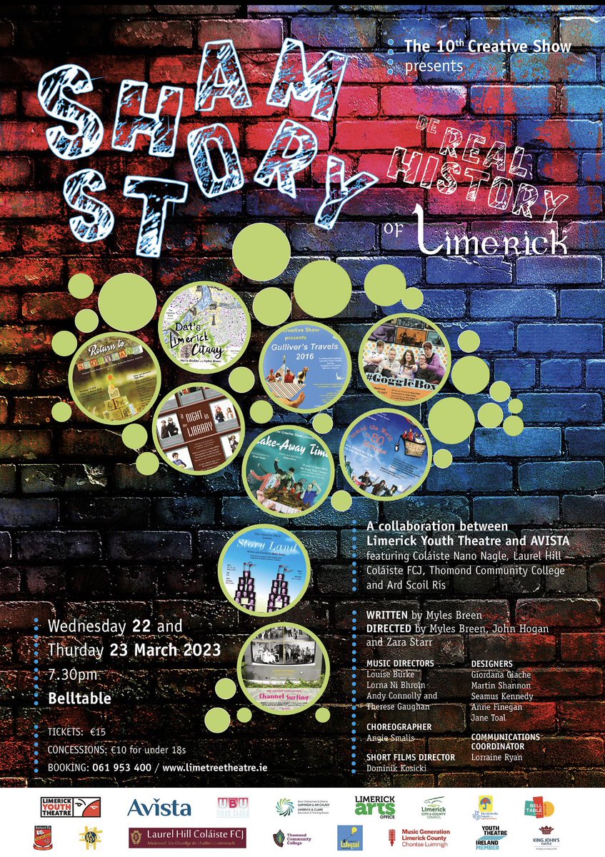 LimerickYT's tweet photo. #shamstory De Real History of Limerick, celebrates our 10th #CreativeShow and brings the project back since its cancellation in 2020 due to the pandemic. Tickets at https://t.co/ukTQBguFJW https://t.co/hxSGVuHlTw