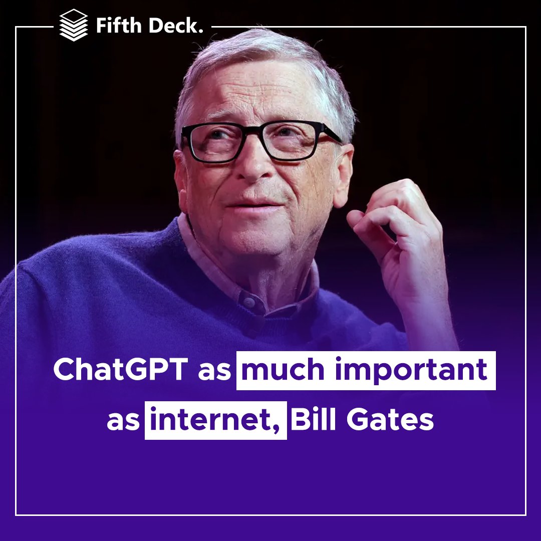 fifth_deck's tweet photo. "ChatGPT as much important as internet, Bill Gates"
.
.
.
.
.
.
.
.
.
#BreakingNews #NewsUpdate #CurrentEvents #LatestNews #WorldNews #StayInformed #NewsToday #Headlines #Journalism #MediaWatch #Newsroom #DailyNews #NewsDigest #chatgpt #BillGates https://t.co/IhM6myqOnX