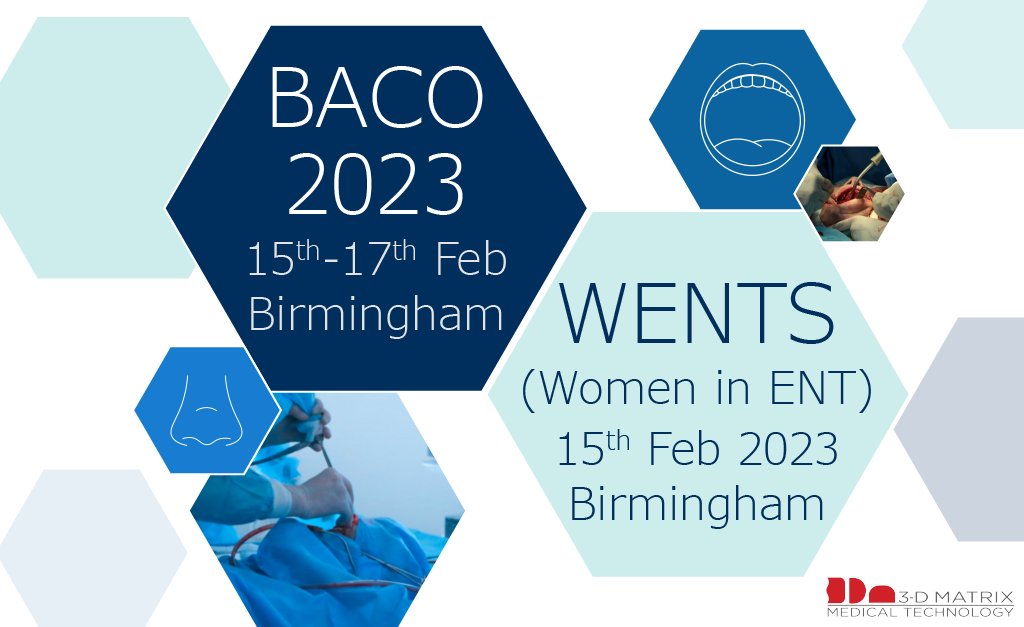 3dm_emea's tweet photo. Next week is a busy week for the #ENT team!
Find us in Birmingham at the #BACO International 2023 Congress from 15-17 Feb, and at the #WENTS (Women in ENT) meeting on 15 Feb!
Can't wait to support these two exciting events and showcase haemostatic agent, #PuraBond π
#3dmatrix https://t.co/WKIXoj4Srn