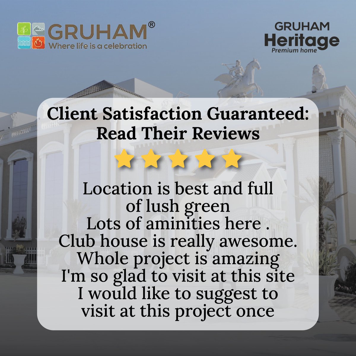 Our contribution of work is well perceived by the peers and loved by our great clients.

#GruhamDevelopers #RealEstateDevelopers #Realestatelndia #RealEstate #testimonial #clienttestimonial #clientreview