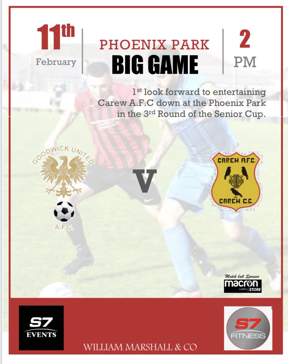 Our 1st team squad welcome <a href="/CarewFC/">Carew AFC</a> to Phoenix Park in the quarter finals senior cup. Tough test awaits. 

📆 - Sat - 11th 
⏰ - 2pm - kick off 
📍 - Phoenix Park 

🔴 RAGURA ⚫️