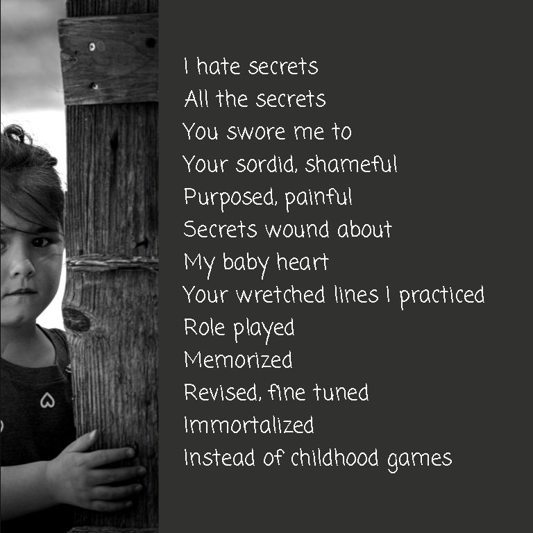 cogtfisurvivors's tweet photo. Our first post for our new series of art and poetry by #cogtfisurvivors is a poem, "Secrets", by E.S. It talks about brainwashing, #grooming, and being forced to keep dark secrets from a young age. https://t.co/VxVlonEE4Z