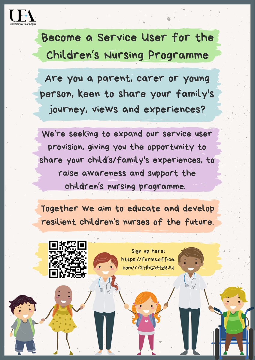 UEA Children & Young People’s Nursing (@cypnursing) on Twitter photo The contribution of CYP's and their families is invaluable for the Children's Nursing workforce of the future. We would love to expand our service user provision 👇Please retweet <a href="/UEA_Health/">School of Health Sciences</a> #CYPnursing #educate #uea <a href="/MikaylaWarren2/">Mikayla Warren</a> @JoeEG11 <a href="/KatieMcghee/">Katie McGhee</a> The contribution of CYP's and their families is invaluable for the Children's Nursing workforce of the future. We would love to expand our service user provision 👇Please retweet <a href="/UEA_Health/">School of Health Sciences</a> #CYPnursing #educate #uea <a href="/MikaylaWarren2/">Mikayla Warren</a> @JoeEG11 <a href="/KatieMcghee/">Katie McGhee</a>