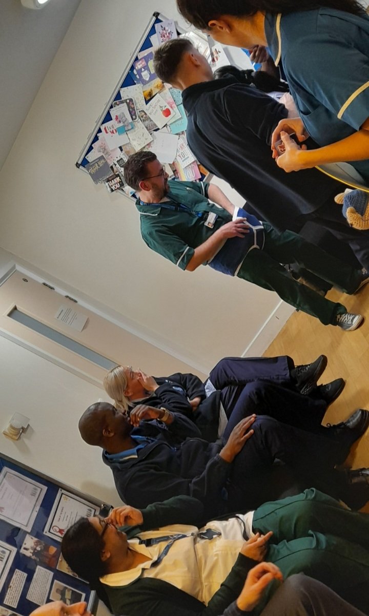 FionaMelding's tweet photo. This week's reflective practice group on Beech ward. Started with a fun game followed by cake and lots of reflective discussions and learning #teambeech @GMMH_NHS https://t.co/7gqeFAlB9s