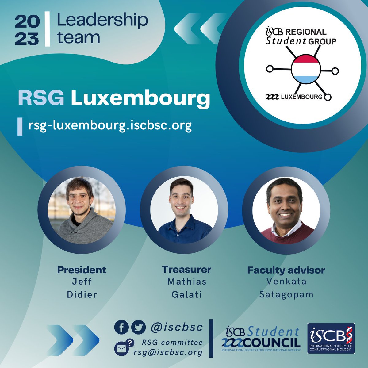 <a href="/RSGArgentina/">RSG Argentina</a> <a href="/MMDidierGarnham/">Mercedes Didier Garnham</a> <a href="/agus3260/">Agustín</a> <a href="/francosimonetti/">Franco Simonetti</a> <a href="/RSGBrazil/">RSG BRAZIL</a> <a href="/raquelminardi/">Raquel Melo Minardi</a> <a href="/RSGBangladesh/">ISCB RSG-Bangladesh</a> <a href="/SiumSyed/">Syed Muktadir Al Sium</a> <a href="/SanjanaFatema/">Sanjana Fatema Chowdhury</a> <a href="/SalmanPromon/">Salman Promon</a> <a href="/RSGNorway/">RSG-Norway</a> <a href="/RozaBLemma/">Roza Berhanu Lemma</a> <a href="/mkuijjer/">Mariike Kuijjer</a> <a href="/RSGItOfficial/">RSG Italy Official</a> <a href="/ConteTreccani/">Mirko Treccani</a> <a href="/cengoni451/">Claudia Mengoni</a> <a href="/gcaravagna/">Giulio Caravagna</a> #6 

RSG-Luxembourg (<a href="/RSGLux/">RSG Luxembourg</a>) activities will be led by Jeff Didier (President <a href="/Didier_Jeff/">Jeff Didier</a>), Mathias Galati (Treasurer), and their team, advised by Venkata Satagopam (<a href="/satagopam/">Venkata Satagopam</a>)

#Bioinformatics #ComputationalBiology