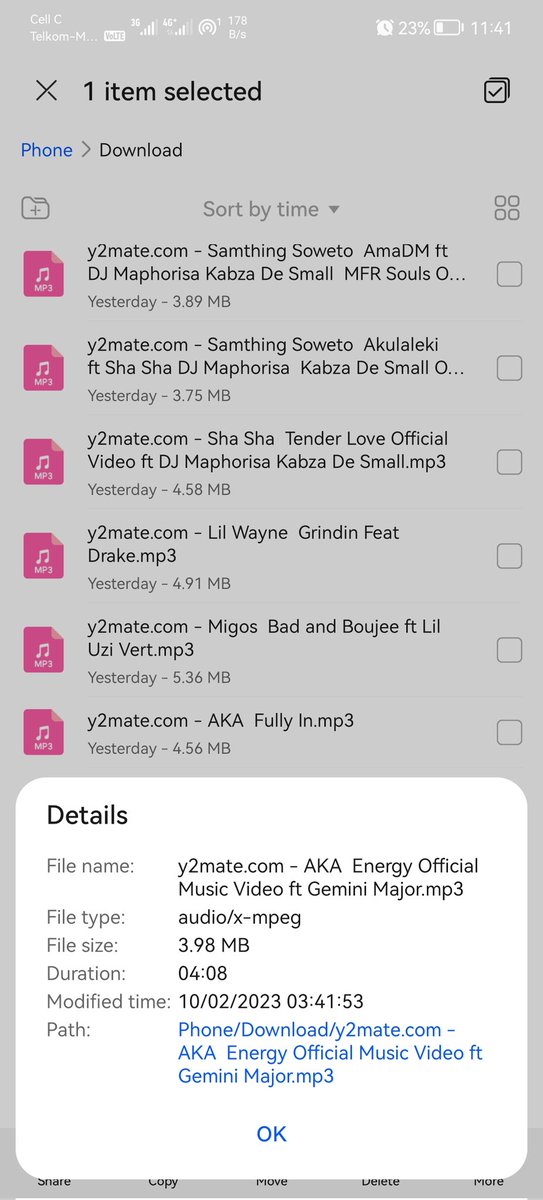 SNdlovu1219's tweet photo. Yesterday I downloaded FULLY IN and ENERGY in the early hours of 10 February 2023. 19 hours later he's shot and killed.(Check mod times) ๐๐ These two songs changed my life in 2018 and 2020. Later downloaded JIKA #RIPAKA #akaworldwide #MassCountry #Floridaroad #NotAKA #NOWAYS https://t.co/fVT6m0xq0f