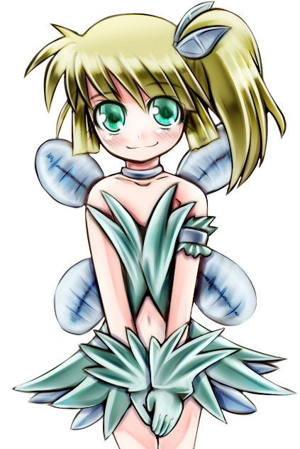 ティタの当初の名前はハバチ。
人工妖精の設定がまとまっていなかった頃は魔装システム周りが無く、戦闘中に魔法で姫様を支援する役でした。 