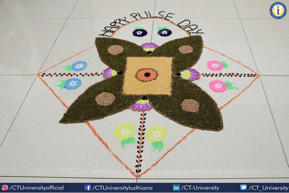 CT_University's tweet photo. CT University's School of Agricultural and Natural Sciences organized Rangoli Making Competition on the occasion of World Pulses Day.
#CTians participated in competition . Here are the glimpse ..
#CTU #rangoli #agriculture #worldpulse #creativity #rangoli #TeamCT https://t.co/KqsHBhF6bb