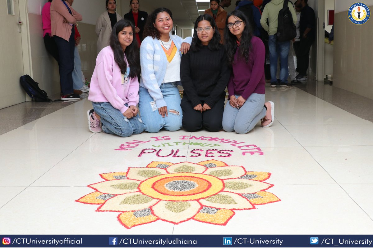 CT_University's tweet photo. CT University's School of Agricultural and Natural Sciences organized Rangoli Making Competition on the occasion of World Pulses Day.
#CTians participated in competition . Here are the glimpse ..
#CTU #rangoli #agriculture #worldpulse #creativity #rangoli #TeamCT https://t.co/KqsHBhF6bb