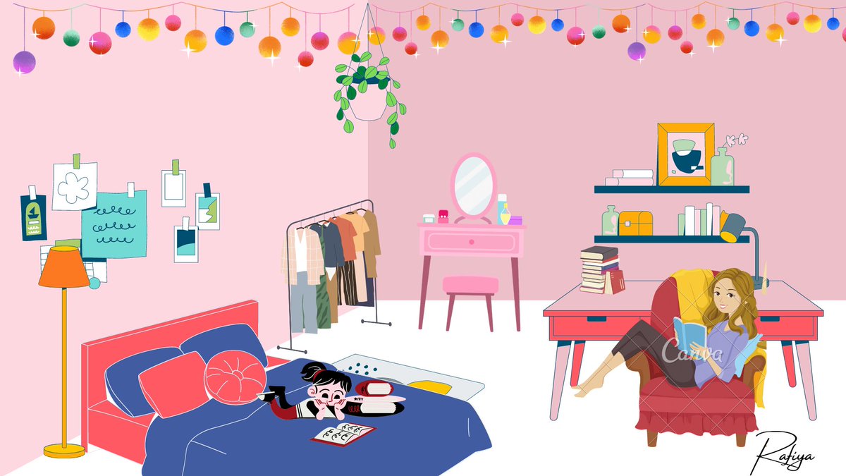 Try to depict some moments of study in design images.