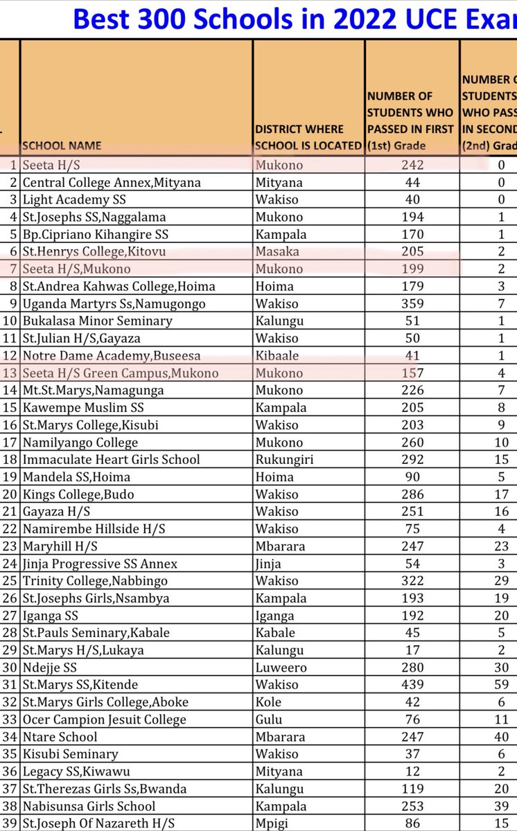 Seeta High School is the top performing UCE School in Uganda, and it’s other campuses are among the top “performing” schools!

They’re PRIVATE schools owned by Hon John Chrysestom Muyingo, Minister for Higher Education!

“Good” coincidence!!