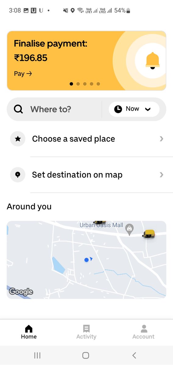 EGowda's tweet photo. @UberINSupport But if i open my uber application, still it's showing to pay 196rs.  Even after requesting so many times no body giving me proper reply. https://t.co/Ipavrq7y3L