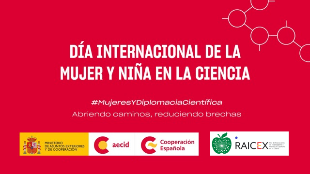 🚺Científicas y diplomáticas españolas en el exterior conmemoran el Día #MujerYNiñaEnCiencia #11F con el Ciclo de diálogos 🎙️#MujeresYDiplomaciaCientífica: 𝘼𝙗𝙧𝙞𝙚𝙣𝙙𝙤 𝙘𝙖𝙢𝙞𝙣𝙤𝙨, 𝙧𝙚𝙙𝙪𝙘𝙞𝙚𝙣𝙙𝙤 𝙗𝙧𝙚𝙘𝙝𝙖𝙨 que iniciamos hoy desde #AECID y <a href="/raicex_es/">RAICEX</a> 📹