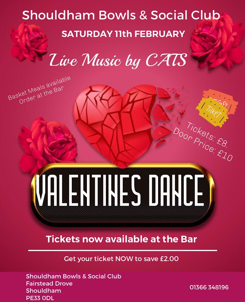 ShouldhamBowls's tweet photo. TONIGHT ft @thecatsmusic - time to get those dancing shoes out - everyone welcome #shouldham #shouldhambowlsclub #lawnbowls #marham #swaffham #downhammarket #kingslynn #socialclub #partytime #party #ValentinesDay2023 #ValentinesWeek https://t.co/oGlsfwt6ap