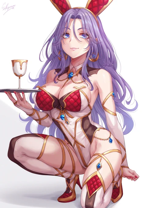 パープルヘアーキルティングバニーガールお姉さん 