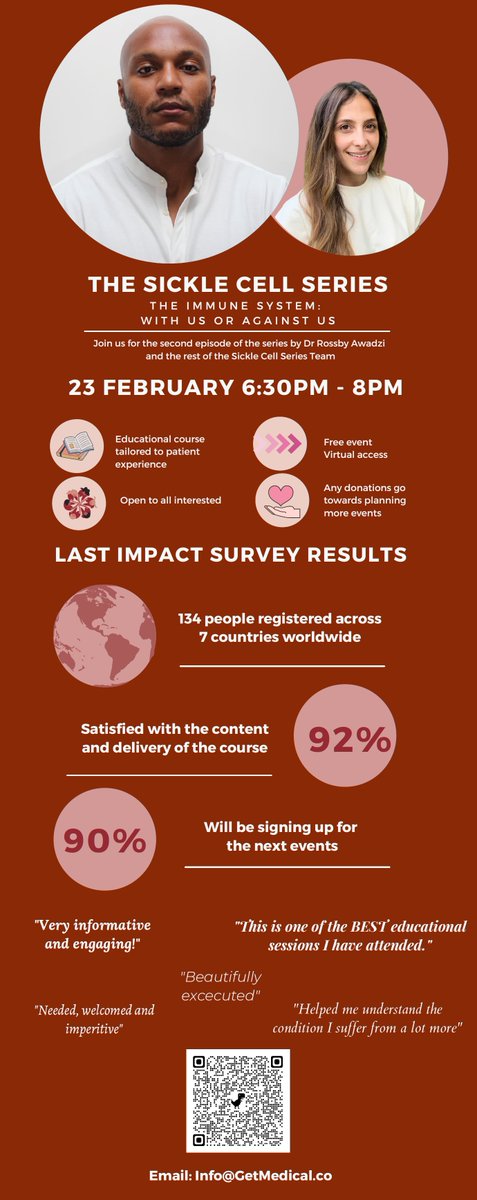 Here is some info on an event being held on the 23rd February, featuring Dr Rossby Awadzi. Book via the QR Code! #sicklecell