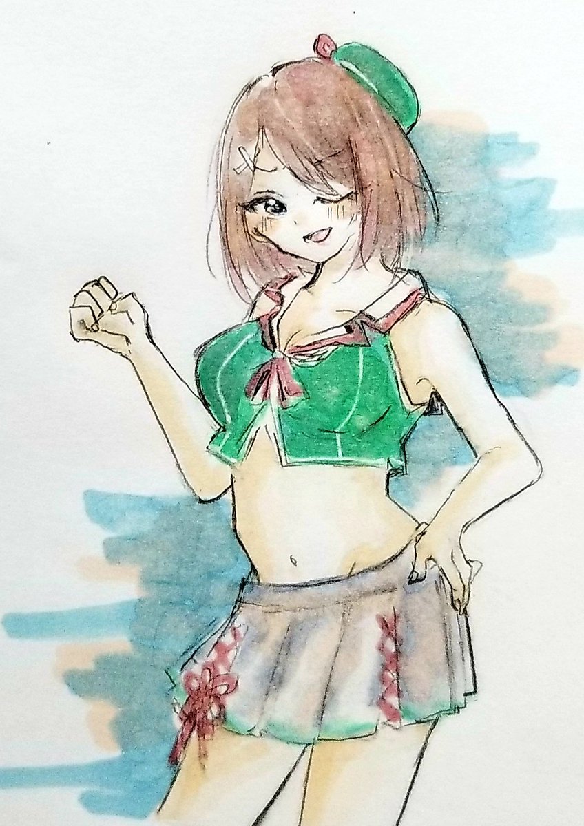 摩耶(艦これ) ,maya_kai_ni_(kancolle) 「昨日のワンドロ摩耶さん!!途中までは描いてて寝落ち。今日完成させたー 」|ヨシナのイラスト