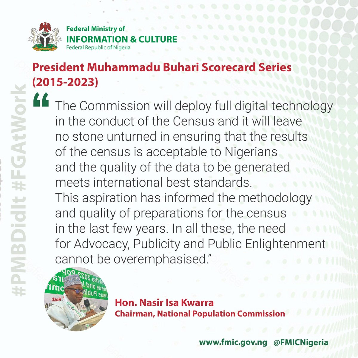 natpopcom's tweet photo. NPC Chairman, Hon. Nasir Isa Kwarra speaking during the Press briefing on the #2023Census and inauguration of the national Census Publicity Committee at National Press Centre, Radio House, Abuja - 9th February 2023.
#YouCountBeCounted
@FMICNigeria 
@UNFPANigeria 
@NOA_Nigeria https://t.co/Aym27LXf0g