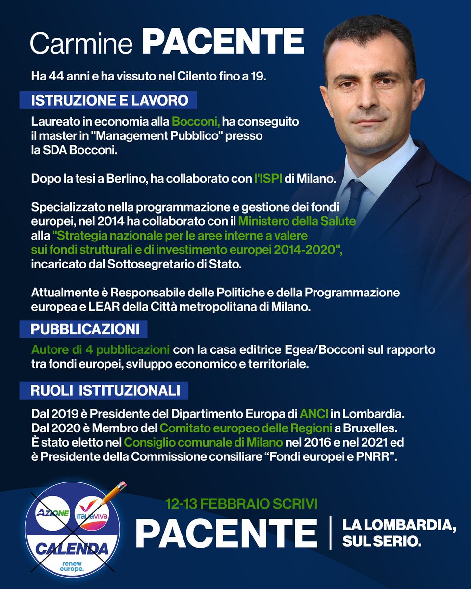 Cesare_Prisco's tweet image. Prima di votare è opportuno che ciascuno di noi si chieda cosa può dare un candidato per la sua regione, se ne ha le capacità e l'esperienza. Valutate voi stessi sulla base del CV e del #cursushonorum