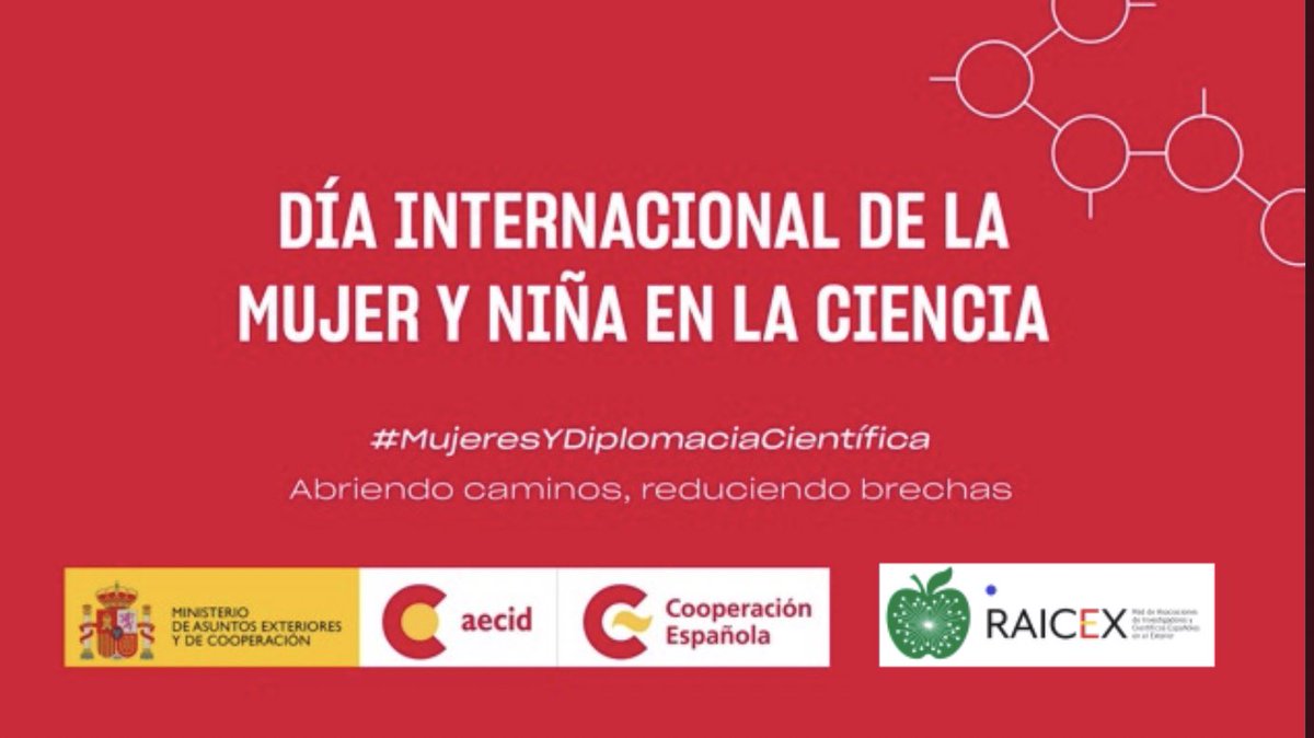 raicex_es's tweet photo. 🚺Científicas y diplomáticas españolas en el exterior conmemoran el Día #MujerYNiñaEnCiencia #11F con el Ciclo de diálogos 🎙️#MujeresYDiplomaciaCientífica: 𝘼𝙗𝙧𝙞𝙚𝙣𝙙𝙤 𝙘𝙖𝙢𝙞𝙣𝙤𝙨, 𝙧𝙚𝙙𝙪𝙘𝙞𝙚𝙣𝙙𝙤 𝙗𝙧𝙚𝙘𝙝𝙖𝙨 que iniciamos hoy 📹 
📍 ¡Cada semana un nuevo binomio! https://t.co/zTMi8jXzLs