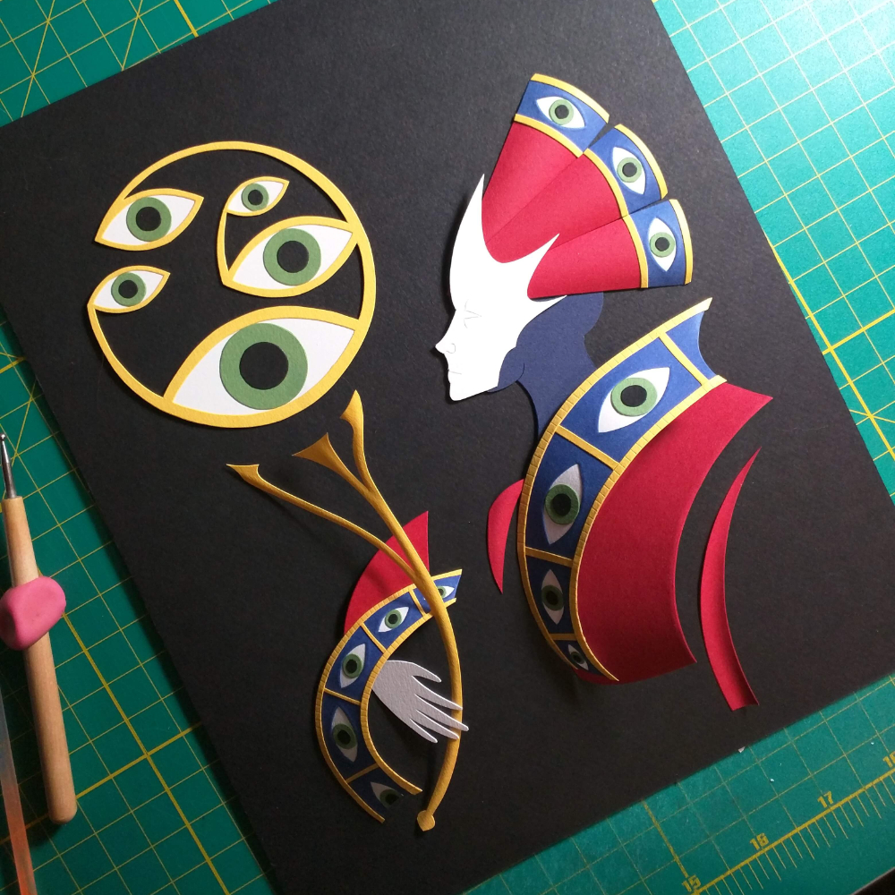 PaperMatthewArt's tweet photo. Was hoping to finish The Queen of Eyes on stream tonight. Made some progress, but then the tool I use the most for shaping things broke! 

I'll try to go out and get a new one tomorrow (and if that doesn't work out, I've got one ordered that is supposed to arrive Sunday!). https://t.co/YdwZZ4wWtZ