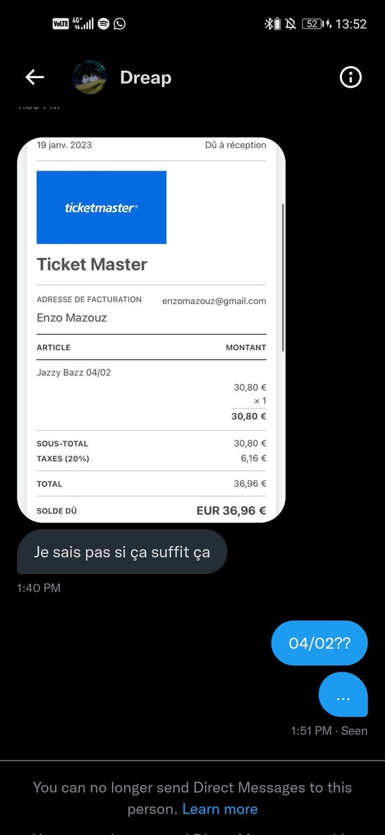 jsuispasflo's tweet photo. ceux qui cherchent des places pour l'Olympia de jazzy bazz n'achetez pas à @Dreap90 il a tenté de m'arnaquer mdrr https://t.co/d5J5NvzdlC