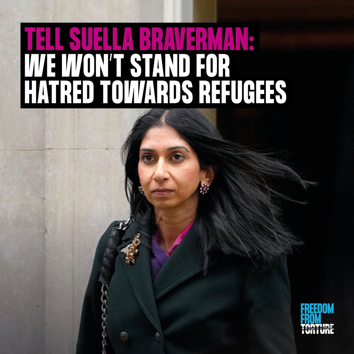 FreefromTorture's tweet photo. Joan, a Holocaust survivor, confronted Suella Braverman to tell her: your hateful language has consequences 

But they didn’t listen. 

Join Joan and tell this government: we won’t stand by while you stoke fear and hate
https://t.co/NQX83IRxfz https://t.co/lbLucgiZnz