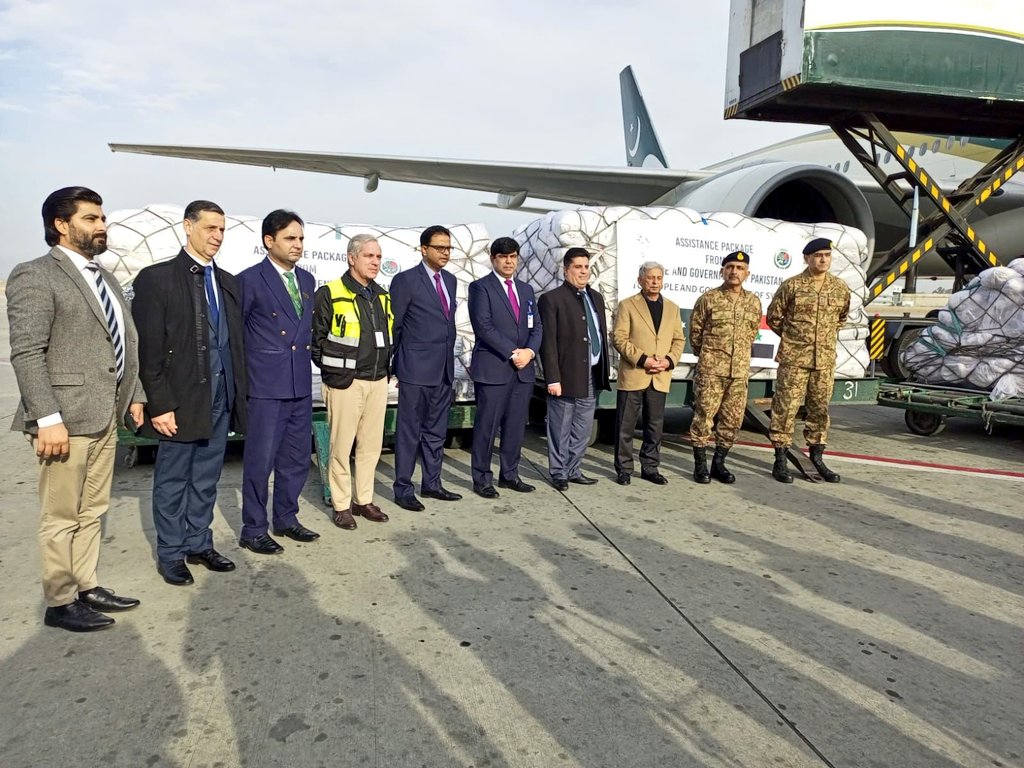 #Pakistan has dispatched tons of relief goods as Assistance Package for the earthquake affected people of #Syria 🇵🇰 ♥ 🇸🇾 Pakistan International Airlines (PIA) aircrafts are being deployed to airlift assistance package to #Damascus, #Syria.