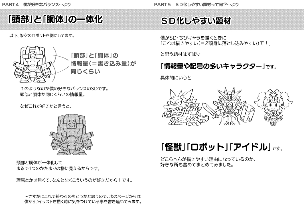 コミティア143でSDイラスト作画に関する本(同人誌)を頒布予定です
技法書ではなく、僕がSDイラストを描く時に思っている・実践している事をひたすら書き連ねたエッセイ集のような本です(約60ページ)
「感情のごみばこ@kanashimiojisan 」さんに委託しての頒布となります(スペースP17a)