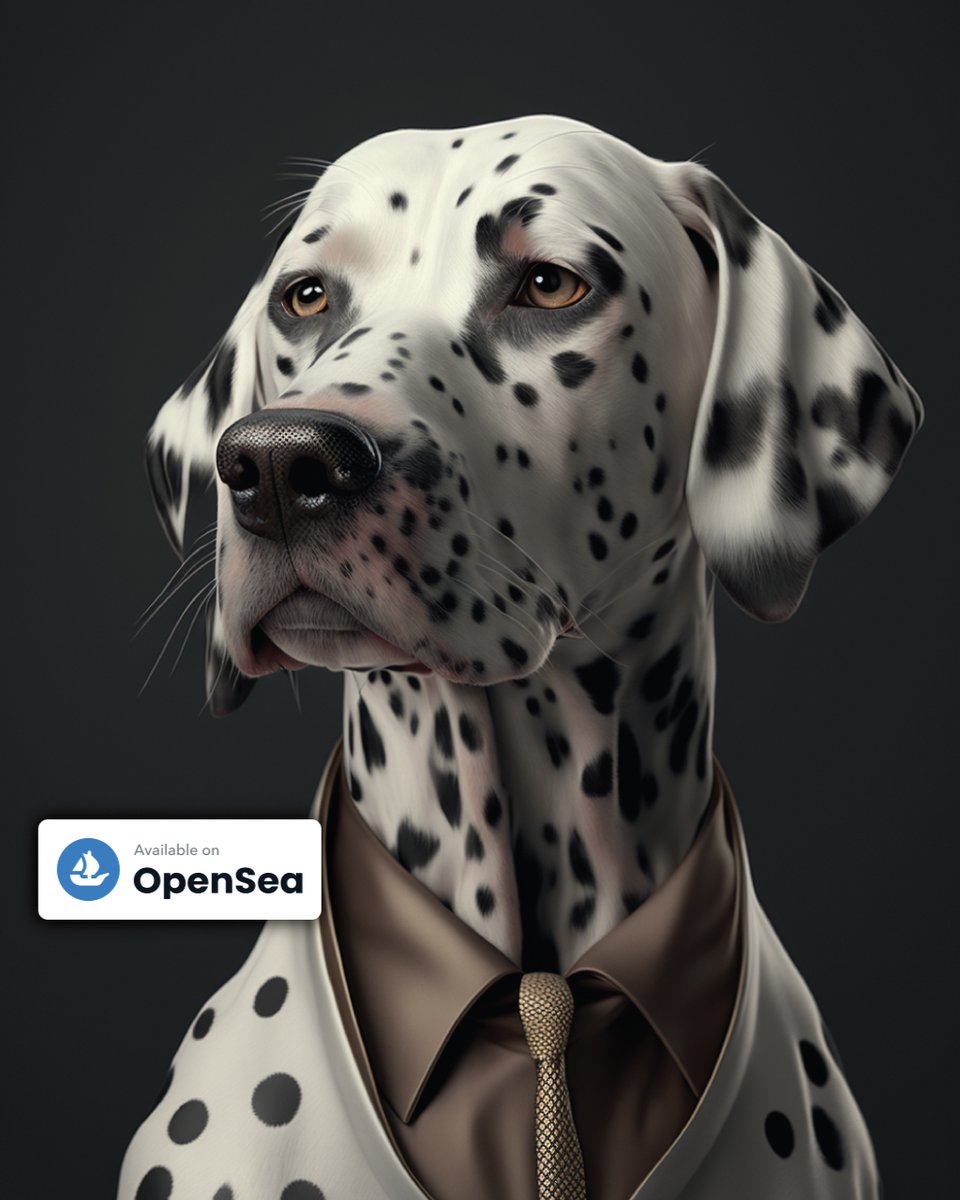 CCClub_NFTs's tweet photo. Meet Goran, our proud and majestic #Dalmatian NFT. With a strong heritage from Croatia, Goran is ready to join your collection!

#doglovers #NFTs #NFT #CryptoArt #NFTCommunity #DogsofTwitter #nftcollectors #NFTsales #NFTCollection #Dog #dogsarefamily 
#CanineCoutureClub https://t.co/DDn8GsM8cK