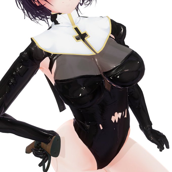 めっちゃ強引だけど勢いで作った超ミニシスター服が役に立つとは…(襟とかはみ出してるけど) 