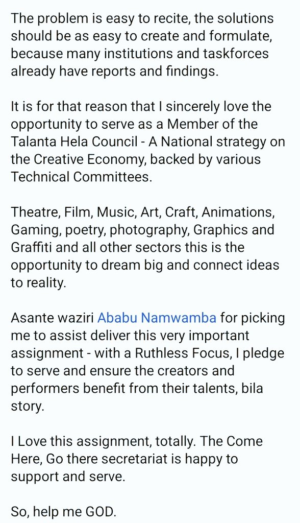 OleItumbi's tweet image. The Creative Economy should benefit its players. Global Film Makers should no longer by-pass Kenya. Our own stories should no longer be filmed in SA because of our rigidity. CS @AbabuNamwamba I accept the challenge to design the SOLUTIONS. Asante sana. I love the Assignment.