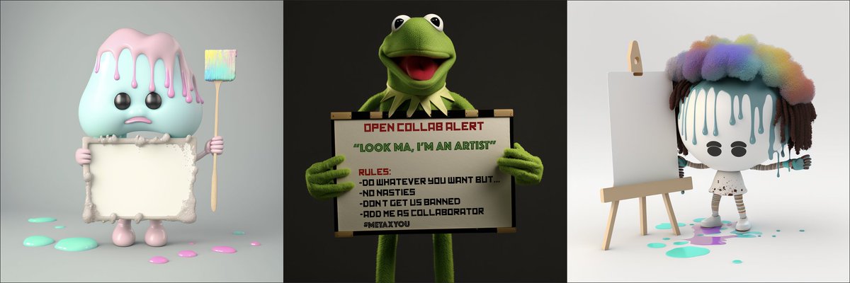 👀👀👀 OPEN COLLAB ALERT 👀👀👀

🍒 "Look Ma, I'm An Artist" 🍒

Open collab to everyone.
Just for funsies.
Rules and more info can be found in the link.

#MetaXYou