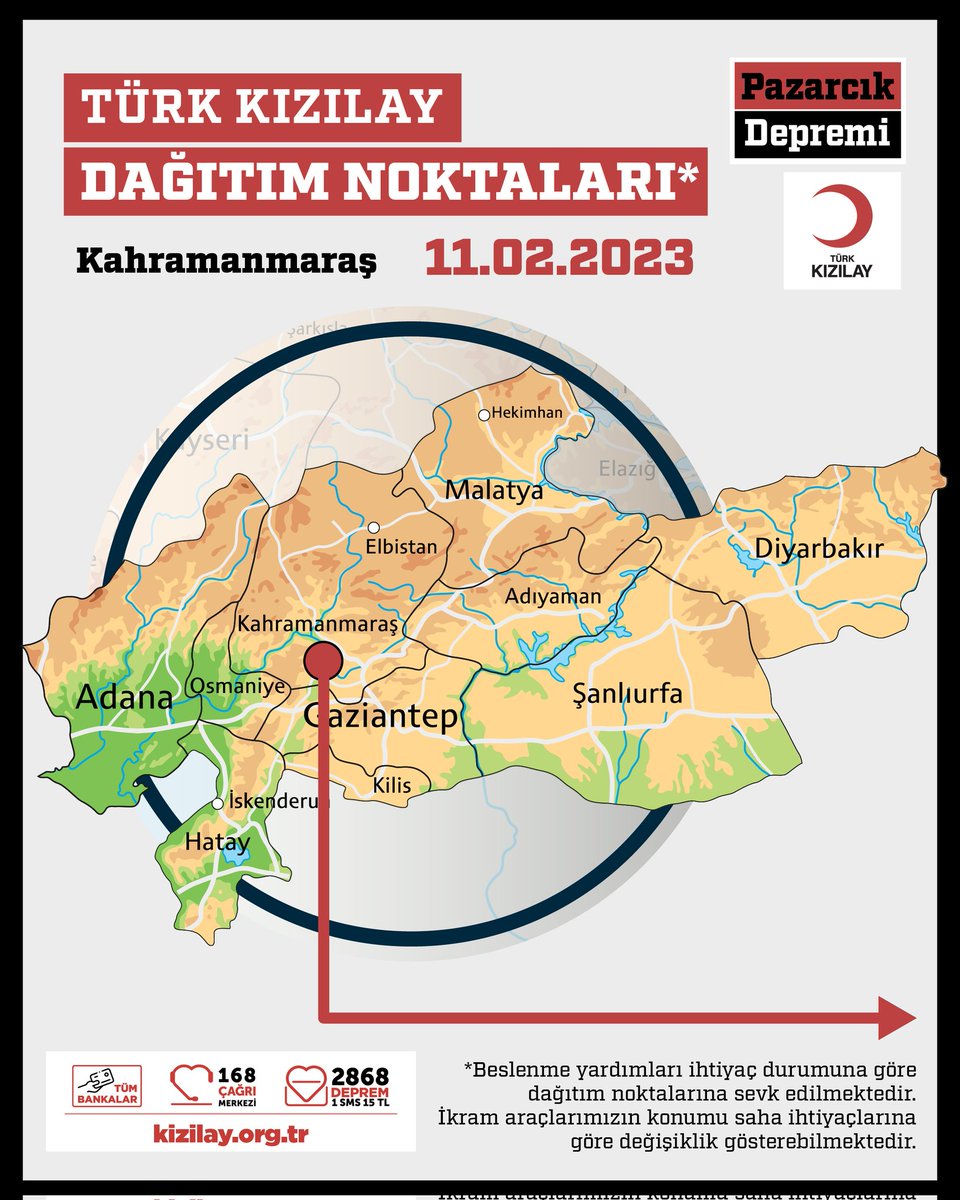 Kizilay's tweet photo. 🟥 DAĞITIM NOKTALARIMIZ
📍 Kahramanmaraş
📆 11.02.2023 Cumartesi https://t.co/Cz5jFr6dxY