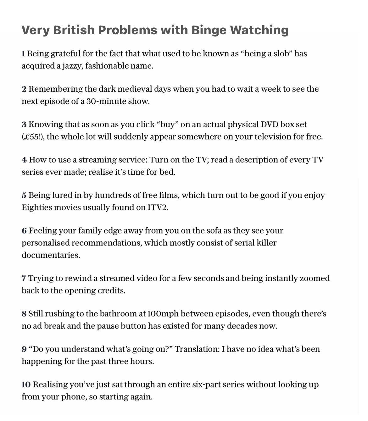 VeryBritishProblems on X: "Very British Problems with Binge Watching. (For  more VBP humour, check out the Very British Problems Quiz Book  https://t.co/JYr1SURniG) https://t.co/lk6p3XEWLa" / X