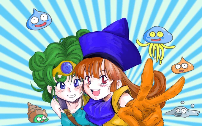 #ドラクエ4祝33周年  実は今DQ4女勇者ちゃんの新作絵描いてます…が 記念日に間に合わないかもしれないので例年どおり過去絵でお茶を濁しておくわよw4枚目はFC版プレイ当時に描いたやつ(恥ずかしwww 