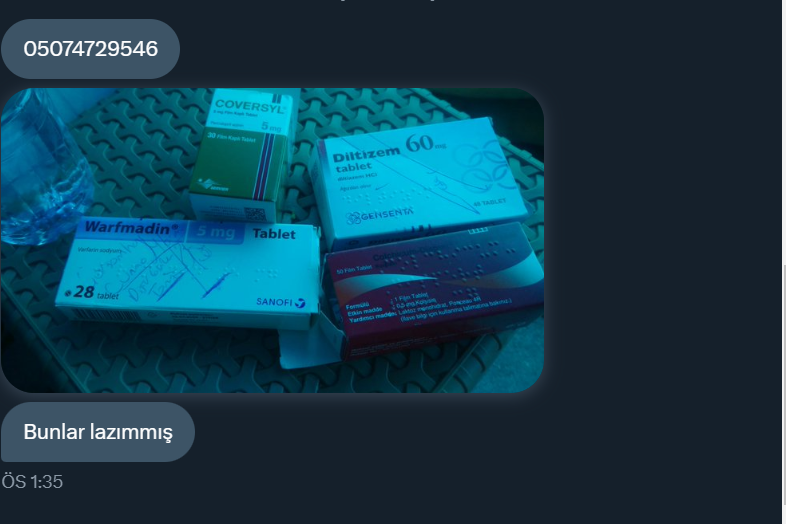 Reyhanlıya acil ilaç lazım. lütfen ilaçlar için postteki telefona ulaşım sağlar mısınız?