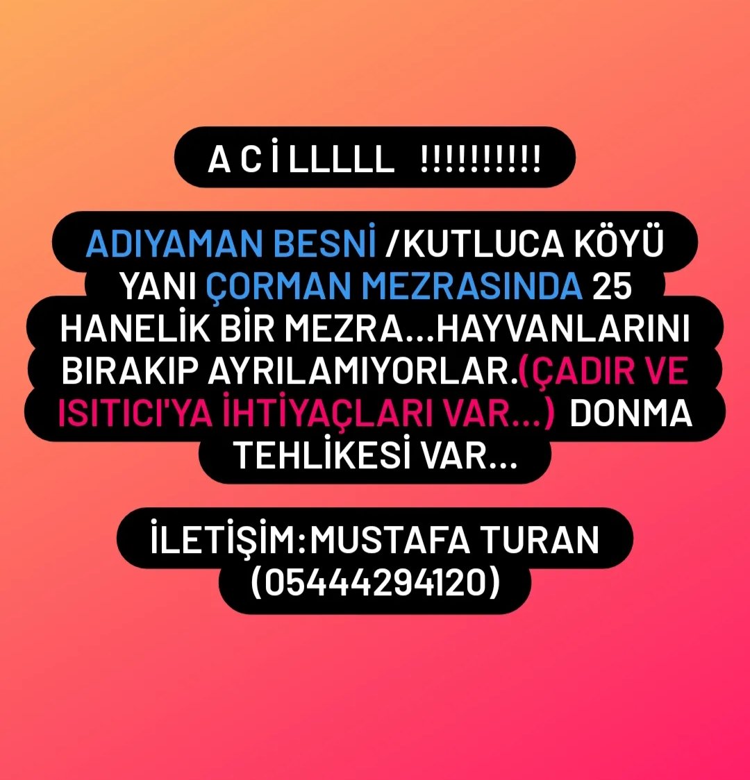 atasevengazi's tweet photo. TEYİTLİ GÖRÜŞÜLDÜ....ACİLLLLL

@ahbap 
@PincTivi 
@BabalaTv
@DepremBabalaTv
@haluklevent 
@OguzhanUgur 
@CznBurak
@DepremDairesi
@AFADAdiyaman 
@Kizilay https://t.co/0nb0FlGFBG