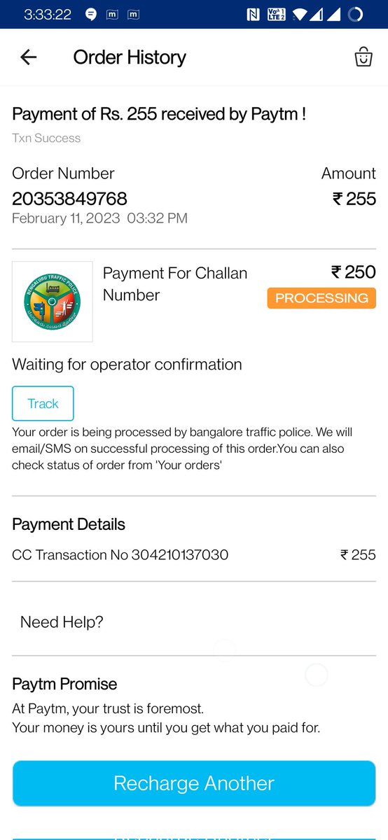 SyedKaleemulla3's tweet photo. @blrcitytraffic we have paid the traffic pending violation for vehicles number
KA05KN4927 - Rs 1250 Total paid
KA05KS6299 - Rs 250
KA41EJ0843 - Rs 750
Via Paytm... But every this is showing processing and no confirmation. Below are the screen shots. Could you please check https://t.co/lnYMgAz3zu