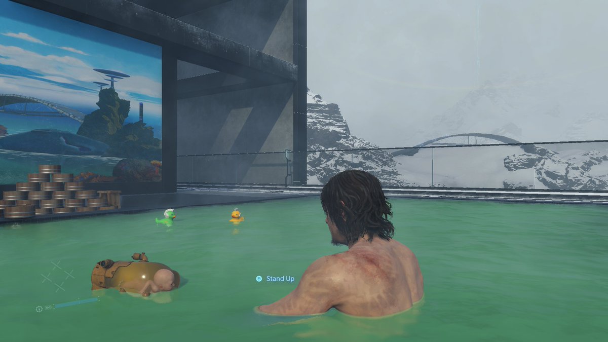 smoviewatcher's tweet photo. Warming up on a cold day, loosening up those muscles
#DeathStranding 
#デスストランディング 
#DEATHSTRANDINGDIRECTORSCUT https://t.co/yMtx8q5Sku