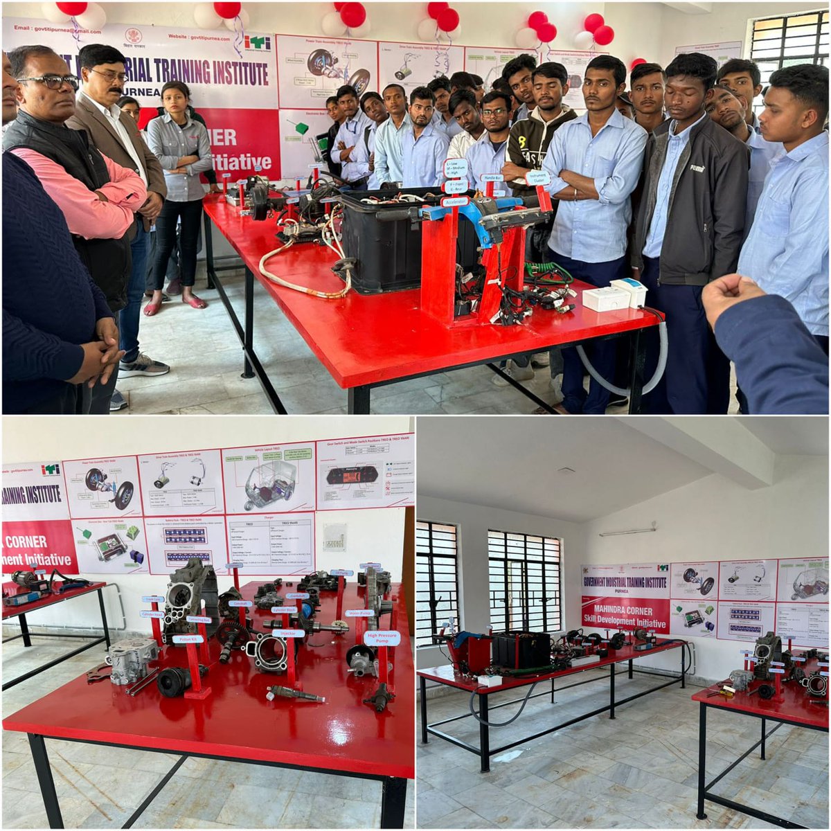 BrajeshLtd's tweet photo. This skill development corner is for our youth's future for their clear vision about new upcoming technologies-facilities are live benchs &amp; Practical lab. This initiative taken by Brajeah Automobile and organized at Govt ITI college of Purnea. @sumanmishra_1 @anandmahindra https://t.co/C4ZBw00veH