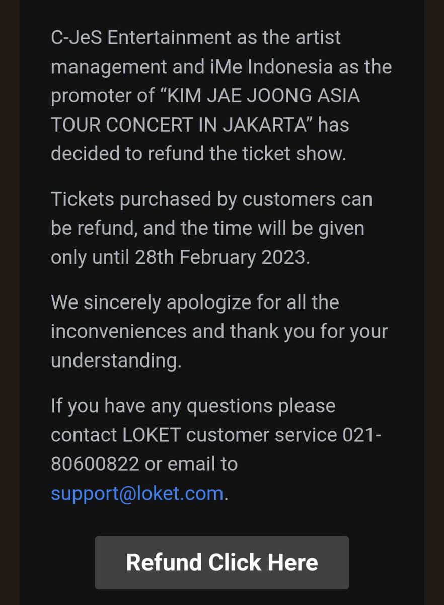 bossbabies_id's tweet photo. @ime_indonesia Mohon dikonfirmasi secepatnya, apakah benar "KIM JAE JOONG ASIA TOUR CONCERT IN JAKARTA" batal, kami mendapatkan email jika dana akan di refund. Tapi kenapa tidak ada pengumuman resmi sampe sekarang! Penantian 3 th menunggu akhirnya sia2, dan hanya maaf via Email😭 https://t.co/dYBuAJGgYg