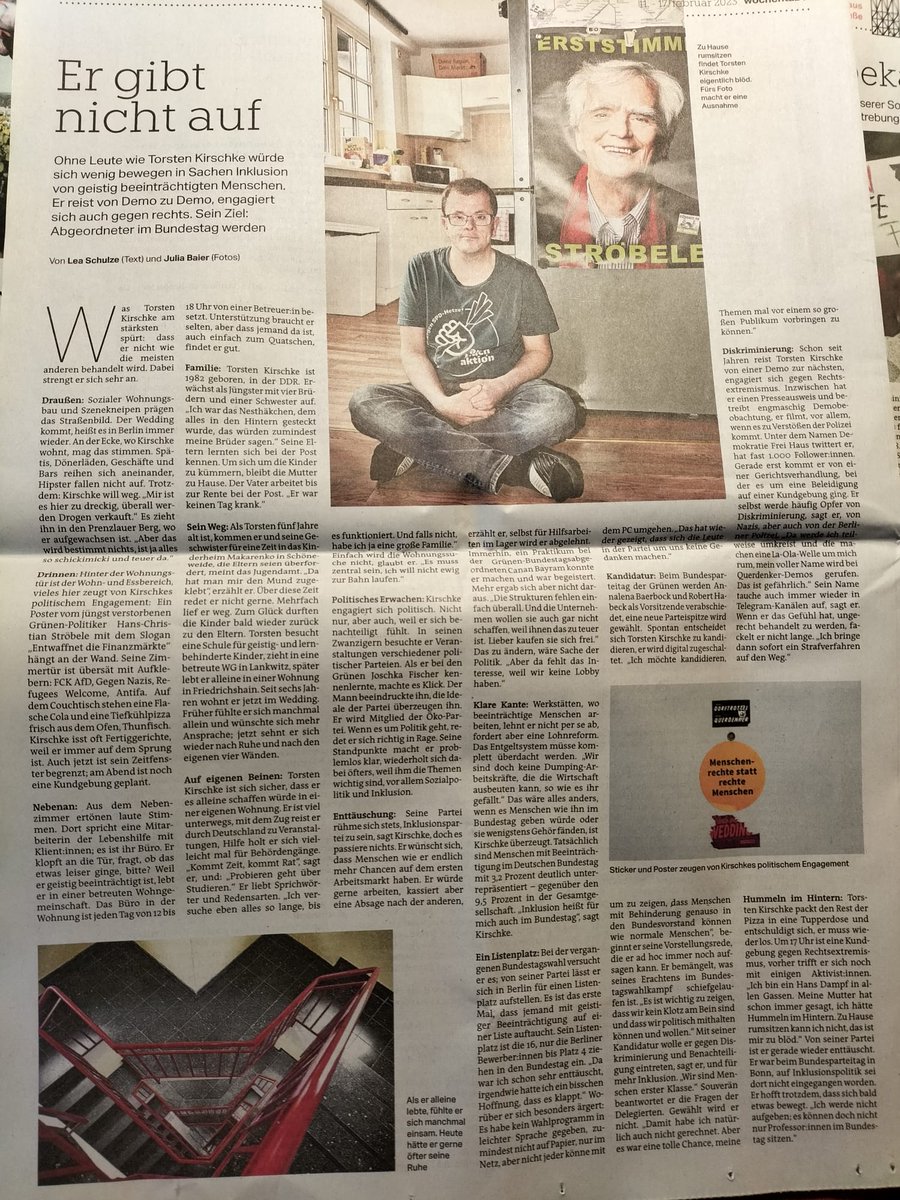 Heute ist ein Artikel in der Tat über mich erschienen diese Artikel ist sehr lesenswert kauft heute alle die taz um diesen Artikel live und in Farbe zu lesen