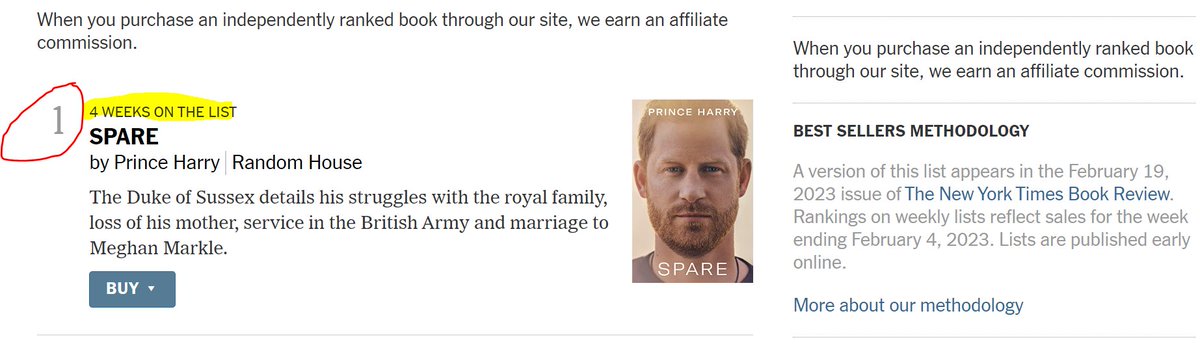to all the trolls who claim nobody is buying #PrinceHarry's book #sparebyharry can suck eggs!  🤣 for 4 weeks still at number ONE!