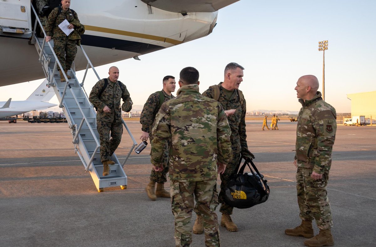39_ABW's tweet photo. USMC Brig. Gen. Andrew T. Priddy, Task Force 61/2 commanding general, arrived at Incirlik Air Base, Feb. 9, 2023. USAF Col. Calvin Powell, 39th Air Base Wing commander, greeted Priddy upon his arrival. Task Force 61/2 is responsible for coordinating joint U.S. military efforts. https://t.co/wYbAC6kBNU