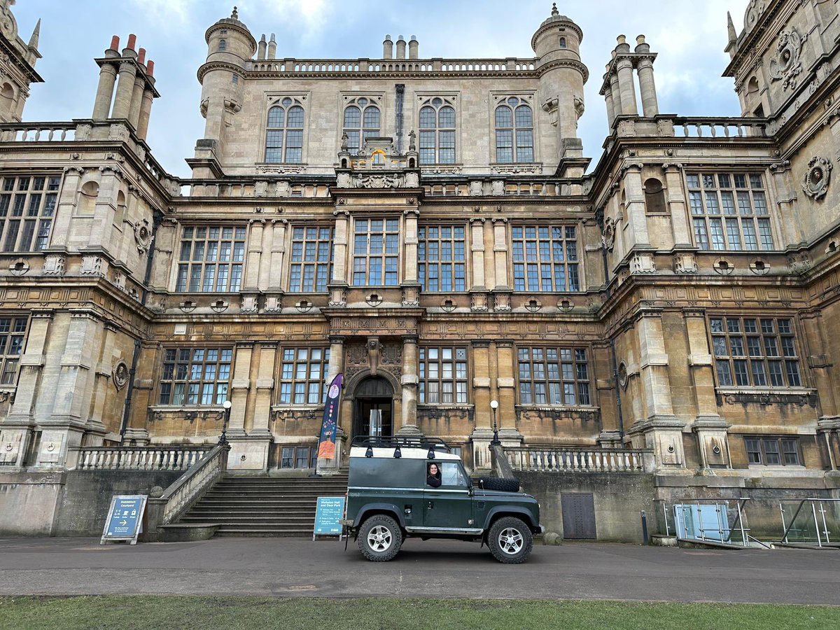 e_drinkall's tweet image. Set up and ready to meet everyone! Pumbaa my Landy looks good outside @WollatonHall for the Festival of Science and Curiosity #fosac