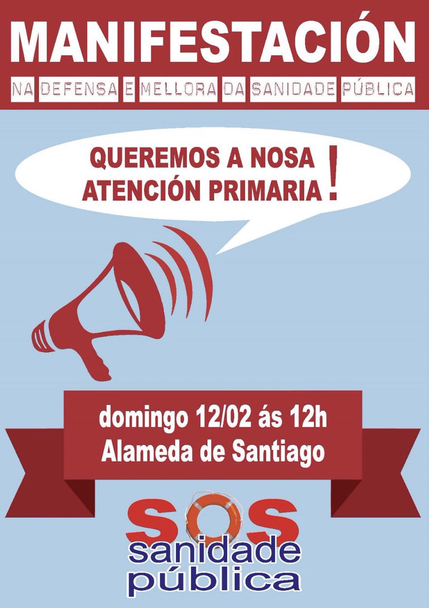 🗣️Sobran razones y argumentos para defender la Sanidad Pública: cuando todo sea privado nos veremos privados de todo.

🗓️12F
⏰12:00
📍Madrid y Galicia

fadsp.es/madrid-mani-fe…

fadsp.es/agdsp-apoyo-co…

#MadridSeLevantaEl12F #SalvemosAtenciónPrimaria
#SOSsanidadepublica