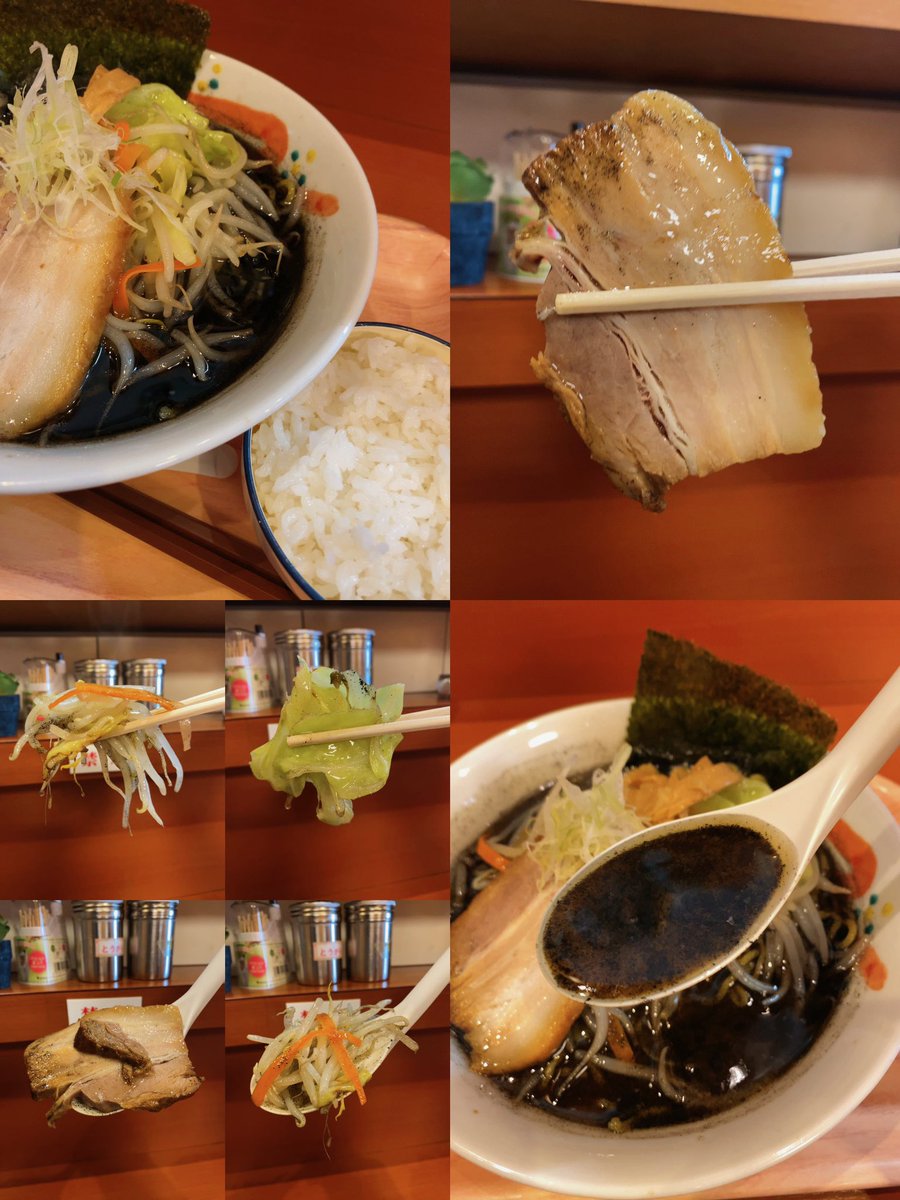 kiyoofdeath's tweet photo. らぁめん黒（くろ）＋米 at らぁめん くらり

#blackest 星人w
How's life??
2012年7月13日㊗︎2020年頃「cafe emiru」併設!!6種類から選べるスープは斬新!?豚鶏ベースに表面に焦がしにんにくたっぷり‥特製醤油味‼️#カネジン食品 バキっとカタメ!!旨シコォ!!脂が深いがサクッと‥次回は『緑』やな🤣✨ https://t.co/74Alld8ZE8