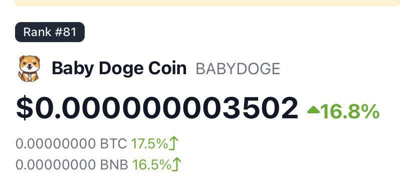lillyvivvi's tweet photo. #BabyDoge is currently ranked #81 on @CoinMarketCap 

Where do you see it at EOY? https://t.co/Q4JY6DPcpF