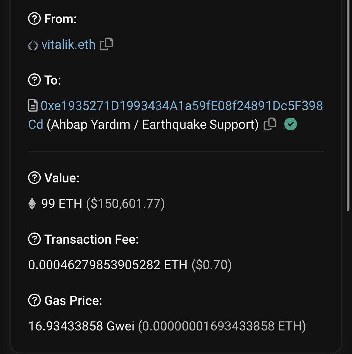BE90 (@90be90) on Twitter photo Vitalik 1 Etheri cüzdanı teyit amaçlı göndermiş. Kalan 99 Etheri de yollamış. 100 Eth bagışta bulunmuş oldu ve tek bir reklam yapmadı. 5 kuruş bağış yapmamış insanlar dün eth fudlıyordu. Bir insan hakkında doğru bilginiz yoksa fikriniz de olmasın. <a href="/VitalikButerin/">vitalik.eth</a> Thank you!❤️ Vitalik 1 Etheri cüzdanı teyit amaçlı göndermiş. Kalan 99 Etheri de yollamış. 100 Eth bagışta bulunmuş oldu ve tek bir reklam yapmadı. 5 kuruş bağış yapmamış insanlar dün eth fudlıyordu. Bir insan hakkında doğru bilginiz yoksa fikriniz de olmasın. <a href="/VitalikButerin/">vitalik.eth</a> Thank you!❤️